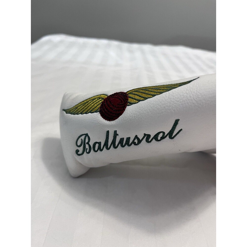 Baltusrol Golf Club Blade Putter Head Cover White Leather Winged Logo PPG
